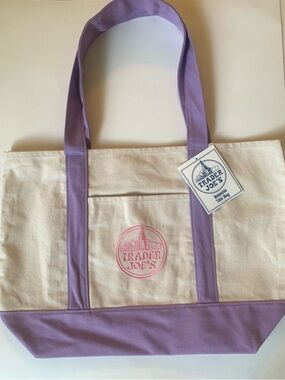 NWT Trader Joe’s Lavender Canvas Tote Bag Large